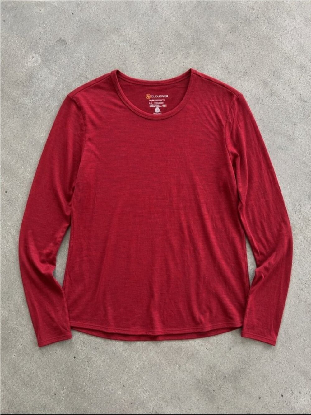 Cloudveil 100% Merino Wool Long Sleeve Shirt Woman Large Red Performance Hiking